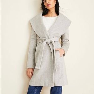 NWT Ann Taylor Herringbone Shawl Collar Wrap Coat